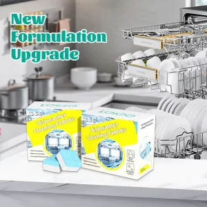 KELEE Dishwasher Cleaner Tablets Effervescent Detergent Capsules Strong Cleaning Dishwasher Cleaning Tablets for Home Commercial