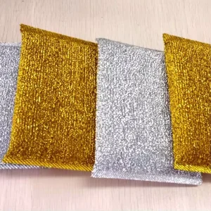 Kitchen Abrasive Durable Cleaning Gold Sliver Dishwashing Sponge Cleaning Scouring Pad