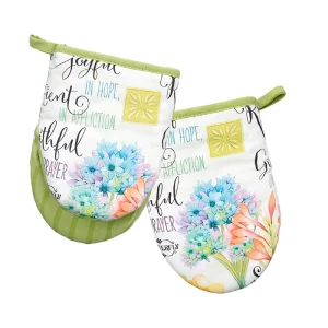 Kitchen Accessories Silicone Printed Oven Mitts Non-Slip Baking Printed Flower Pattern Microwave Cotton Printed Oven Gloves