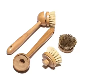 Kitchen Bamboo Wood Dishwashing Cleaning Brush with Replacement Head for Cleaning Dishes