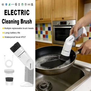 Kitchen Cleaner 2 in 1 Electric Dishwashing Pot Cleaning Brush Rechargeable Waterproof Eco Friendly Plastic for