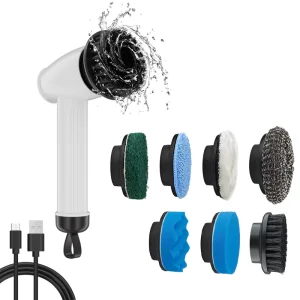 Kitchen Cleaning Brushes ABS 3 Speed Gear Adjustment Replaceable Brush Heads IPX8 Waterproof Eco Friendly for Handheld Household