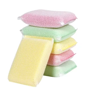 Kitchen Cleaning Double Sided Sponges Dish Scrubber Reusable Dishwashing Scouring Pads Rectangle Shape 3cm Thickness
