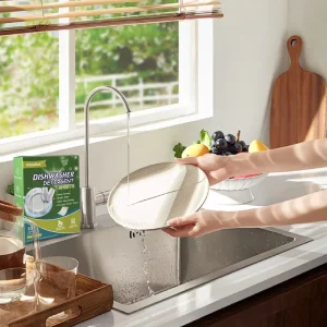 Kitchen Cleaning Eco-Friendly Easy Dissolve Dishwasher Detergent Sheets Disposable Dish Washing Sheets Lemon Flavor 11*14cm