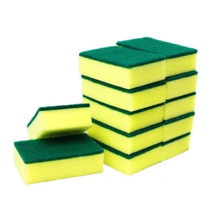 Kitchen Cleaning Hard Sponge Scourer Pad Durable Scrub Kitchen Cleaning Sponge Scourer with Green Nylon Scouring Pad