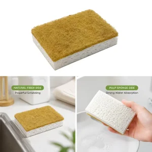 Kitchen Cleaning Scouring Pads Coconut Shell and Composite Wood Pulp Cellulose Made From Durable Sponge