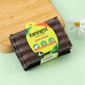 Kitchen Cleaning Sponge with Steel Wool Rectangle Scouring Pad for Pot Scrubbing and Dish Washing