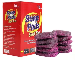 Kitchen Cleaning Tool Stainless Steel Scrubber Pad with Soap Steel Wool Scourer Washing Sponge for Household Use FHP KSC30