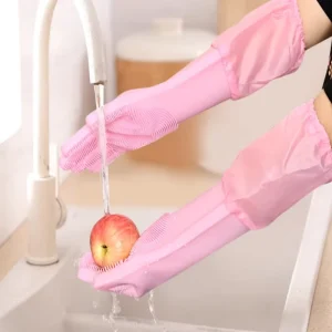 Kitchen Custom Silicone Heat Resistant Waterproof Pet Cleaning Gloves Thick Dishwashing Reusable
