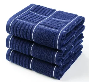 Kitchen Dish Towels Heavy Duty Absorbent Dish Cloths with Hanging Loop 100% Cotton Tea Bar Towels (16*26 Inches)