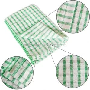 Kitchen Dish Towels Woven Cotton Absorbent Dishcloths Plaid Pattern 4 Pack 30 X 30 cm
