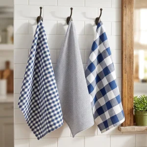 Kitchen Dishcloth Set Striped Quick Dry Eco Friendly Yarn Dyed Cotton Kitchen Towel Tea Towel Factory Custom made