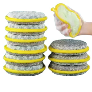 Kitchen Dishwashing Sponge Double Sided Sponge Brush Pot Household Cleaning Cloth Non Greasy Dishwashing Cloth Scouring Pad