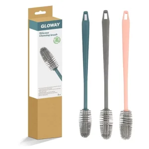 Kitchen Household TPR PP Multi Function Flexible Bristles Glassware Cleaner Brush Long Handle Baby Water Bottle Brush