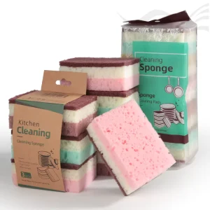 Kitchen Multi Layer High Foam Cleaning Scouring Sponge Scratch Free Heavy Duty Dish Scrubber Scrub Cloth Sponge Scouring Pads