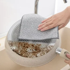 Kitchen Reusable Steel Scrubber Double-Layer Wire Dish Cleaning Cloths Multipurpose Wire Dishwashing Rag