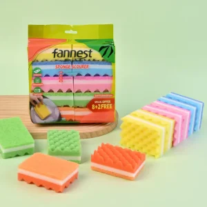 Kitchen Sponge Scrubber High-density Wavy-colored Double-sided Water-absorbing Thickened Dish-washing Scouring Pad