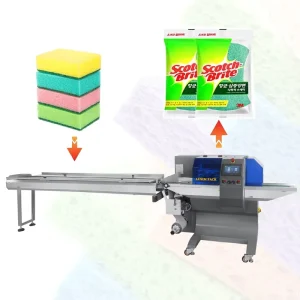 Kitchen Sponge Scrubber Packaging Scourer Rubber Disposable Medical Gloves Packing Machine for Scouring Pad