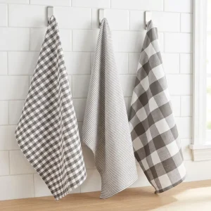 Kitchen Tea Towel 3-piece Set Striped Dyed Cotton Quick Dry Dish Towel and Napkin Fabric Factory Custom-made BSCI OEKO-TEX