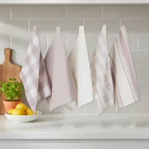 Kitchen Tea Towel Set Woven Cotton Dish Towels Napkins Plaid Pattern Quick Dry Absorbent BSCI OEKO TEX Certified Factory