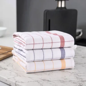 Kitchen Towel Custom Woven Cotton Plaid Quick Dry Soft Tea Towels Dish Towel Set Reusable Cleaning Cloth Bsci Oeko tex