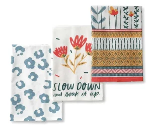 Kitchen Towels with Hanging Loop Set of 3 100% Cotton Dish Towels for Drying Dishes