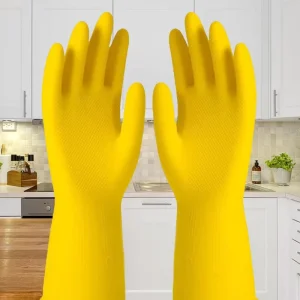 Kitchen Washing Dishwashing Household Gloves Cleaning Dipped Flocklined Rubber Latex Gloves