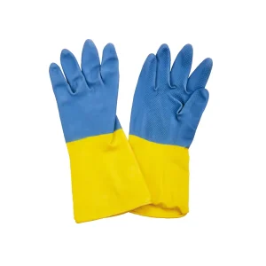 LX02281 Rubber Gloves Latex Bi Color Latex Household Gloves With Spray Lining for Cleaning