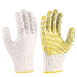 Labor Protection Gloves Cotton Yarn Plastic Glue Beaded Non Slip Breathable Full Texture Construction Site Maintenance Household