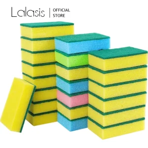 Lalasis Dish Pan Pot Washing Scrub Sponge Kitchen Thick Scrubber Pad Cleaning Scouring Sponge Pads Scourer Sponges