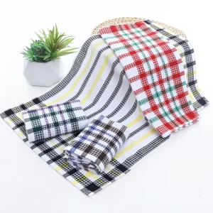 Large Checkered Pattern Kitchen Dish Towels Bulk Absorbent Cotton for Adults Bath Towels & Tub Mats