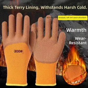 Latex Coated Work Gloves Anti slip Crinkle Finish Protective Safety Gloves Wear resistant Knitted Nylon Thermal Insulation Cold