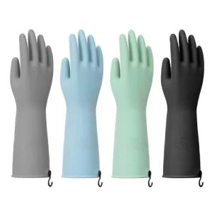 Latex Dishwashing Gloves for Kitchen 4 Pairs Cleaning Household Dish Washing Reusable & Waterproof