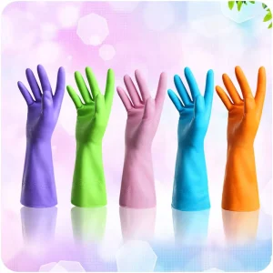 Latex Household Gloves Straight Cuff Customizable Unlined Spray Lining Waterproof Breathable Durable Anti Slip