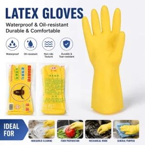 Latex Soft Stretch Waterproof Wear Resistant Hand Protection Gloves for Household Kitchen Laundry Cleaning