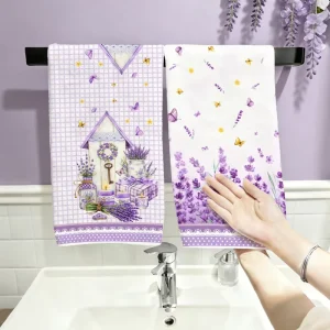 Lavender Purple Dish Towels 2pcs 40*48cm PE Tablecloth 220*130cm