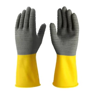 Light Duty Durable Reusable Long Cuff Household Waterproof Cleaning Anti Slip Grip Food Industry Grade Processing Latex Gloves