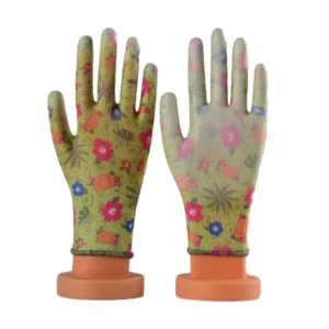 Light Weight Waterproof Printed Durable Dustproof Household Garden Gloves PU Coated Hand Gloves