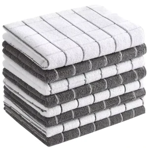 Lightweight Microfiber Cleaning Kitchen Towel Quick Dry Absorbent Dish Towel with Checkered Pattern Woven Cleaning Cloth