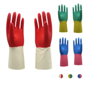 Long Cuff Flocklined Custom Factory Reusable Latex Household Cleaning Rubber Work Gloves