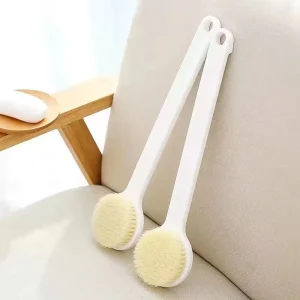 Long Handle Multi Functional Cleaning Brush with White Soft Bristles Round Head Design for Effective Scrubbing