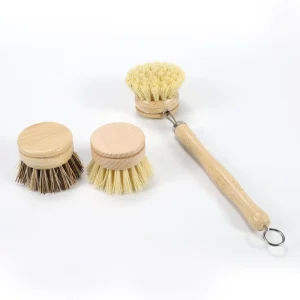 Long Handle Natural Bamboo Brush Bamboo Dish Scrub Brush Kitchen Cleaning Brush Cleaning Tool with Sisal Bristle for Pot and Pan