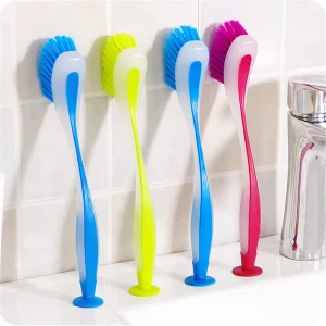 Long Handle Soft Bristles Dish Pot Cleaning Brush with Suction Cup