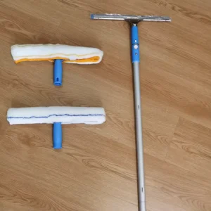 Long Handle Window Cleaning Kit Rubber Blade Mirror Cleaning Tool Shower Wiper Telescopic Window Squeegee with Microfiber Cover