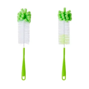 Long Handled Soft and Hard Combined Brush Head Kitchen Cleaning Brushes with Easy Storage Bent Cup Brush