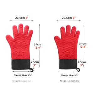 Long Heart Shaped Five Finger Heat Resistant Full Silicone Household Gloves
