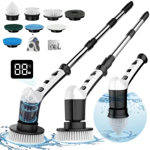 Long Lasting Battery Electric Cleaning Brush, Universal Electric Scrubber with 9 Interchangeable Brush Heads