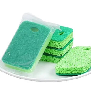 Long Life Time Wood Pulp Cotton Kitchen Dishes Cleaning Sponge Scouring Pad