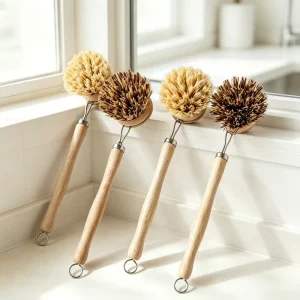 Long Pot Scrubber Dish Non Scratch Bamboo Dish Washing Brush Small Household Kitchen Cleaning Brush Household Cleaning Tool