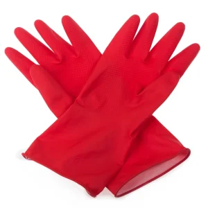 Long Sleeve Household Waterproof Gloves Comfort Kitchen Cleaning Latex Red Color Custom Logo Custom Package Diamond Grip Thin